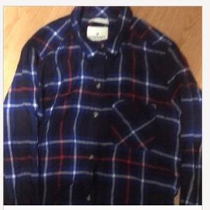 American Eagle Outfitter blue plaid flannel shirt